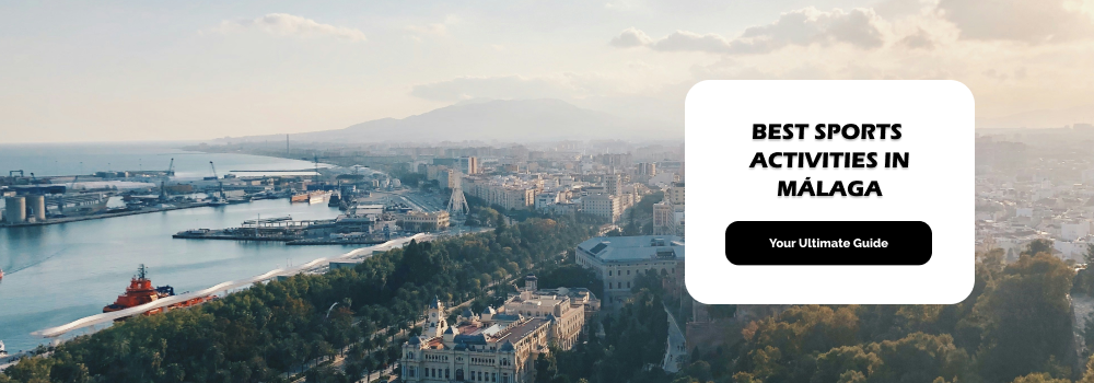 Sky view of Málaga center with the buildings located in Málaga capital in Andalucia in Spain where many sports activities happen.