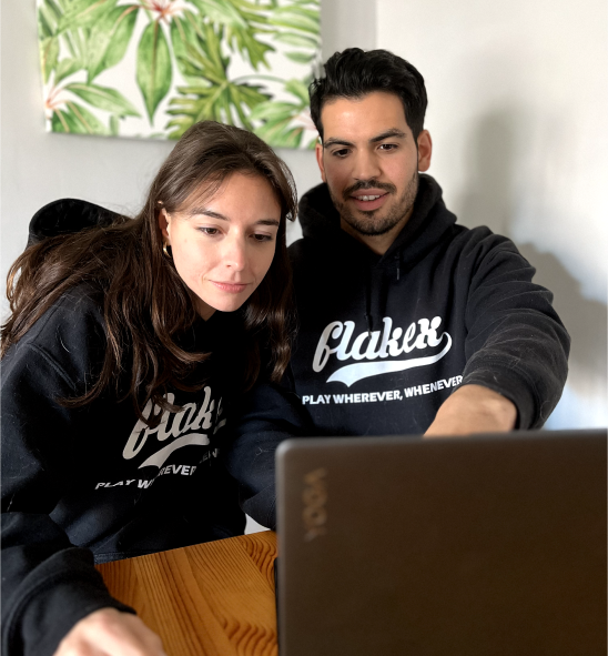 Flakex founders Kevin and Emma, dedicated to building a sports community